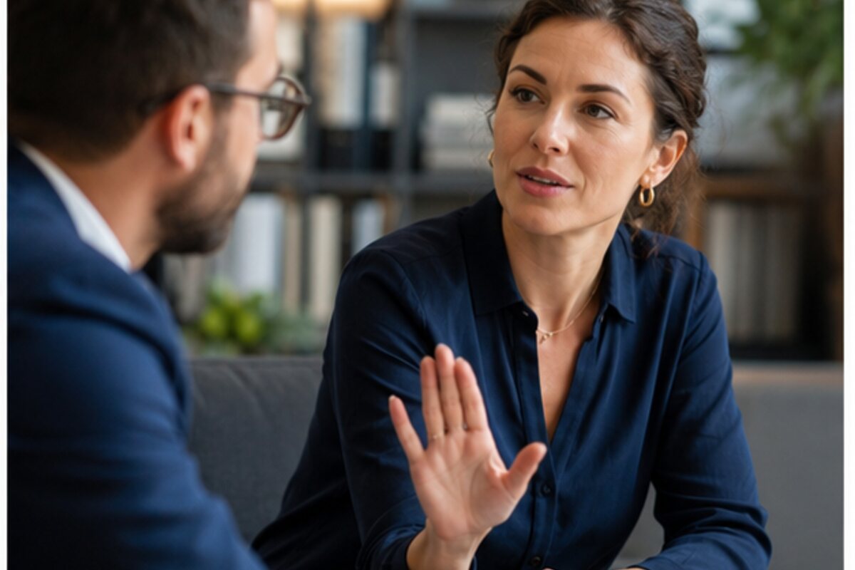 Professionnelle évaluant ses priorités avant une réponse