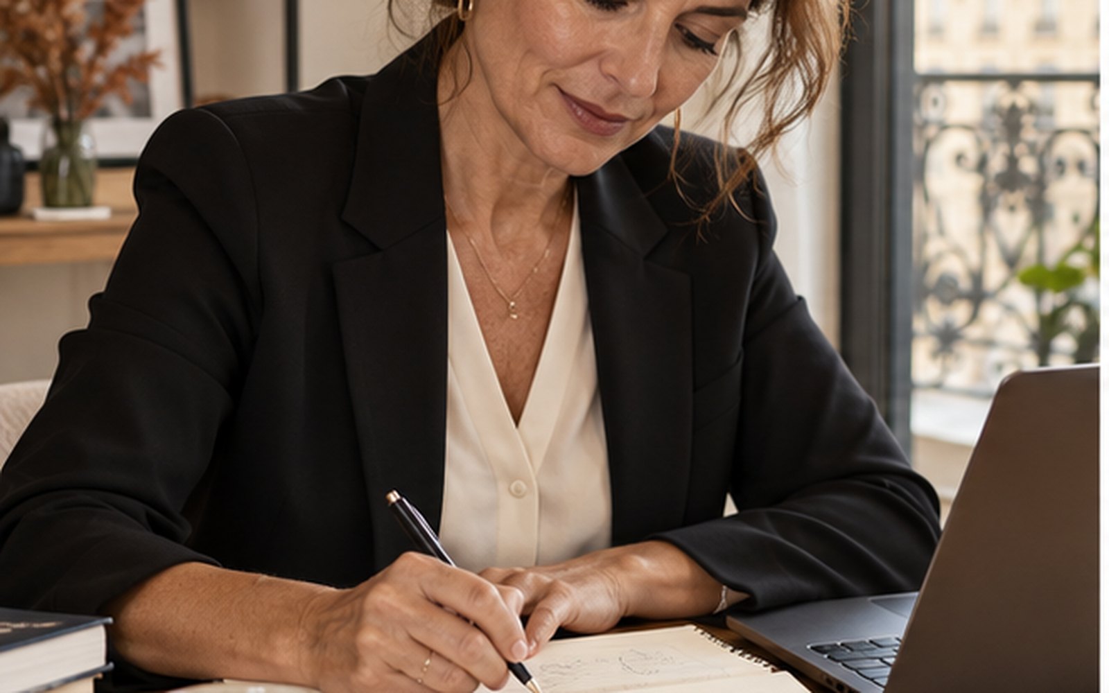 Professionnelle préparant une recommandation à présenter à un décideur
