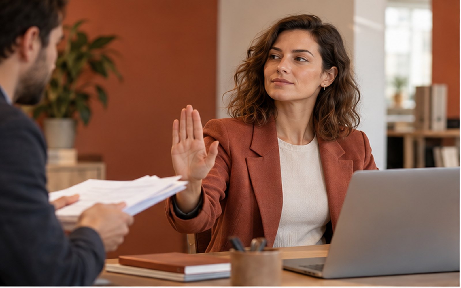 Professionnelle protégeant son temps de concentration au travail